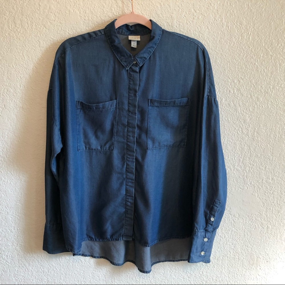 andeawy Button-Up Long Sleeved Chambray Shirt